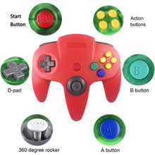 Load image into Gallery viewer, Family 4 Pack 1.8m/6FT Nintendo Retro N64 Controllers, Red, Yellow, Black, White, Green 1
