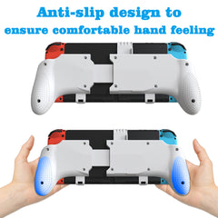 Handle Grip with Kickstand Back Cover for Nintendo Switch OLED 2021 Model, Switch or Switch Lite White
