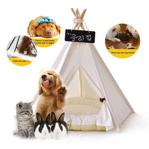 Pet Teepee Tent for Small Dogs or Cats Portable Puppy Sweet Bed Washable Houses with Cushion 9