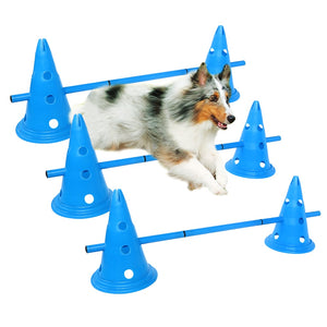 Dog Agility Cone Hurdle Agility Set- Adjustable Big to Small Dogs- Set of 3