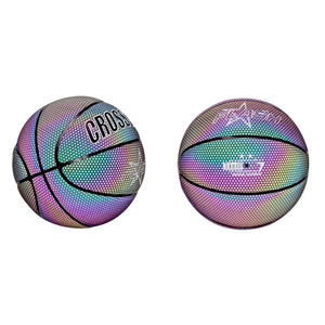 Holographic Reflective Basketball Indoor Outdoor Leather Basketball Official Size 7/29.5"