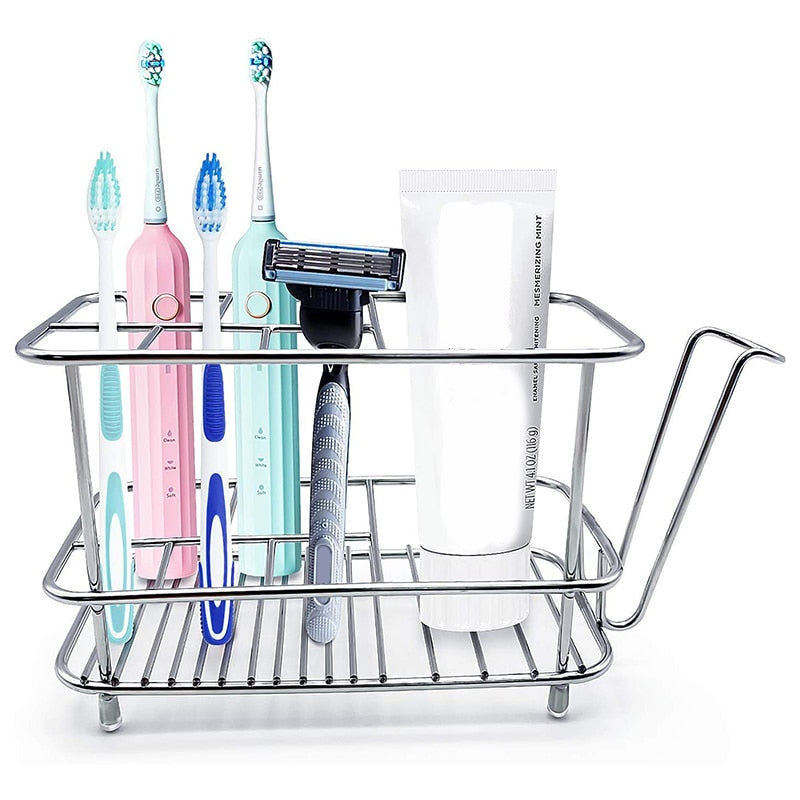 Stainless Steel Toothbrush Holder with 6 Slots Bathroom Organizer