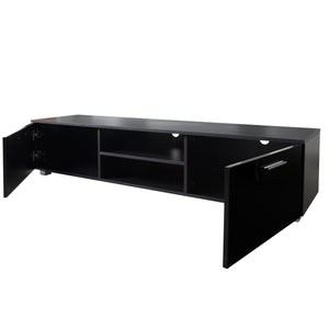 Black TV Stand for 70 Inch TV Stands, Media Console Entertainment Center Television Table, 2 Storage Cabinet with Open Shelves for Living Room Bedroom