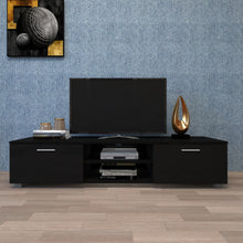 將圖片載入圖庫檢視器 Black TV Stand for 70 Inch TV Stands, Media Console Entertainment Center Television Table, 2 Storage Cabinet with Open Shelves for Living Room Bedroom
