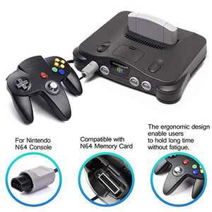 Family 4 Pack 1.8m/6FT Nintendo Retro N64 Controllers, Black, White, Grey, Gold 7