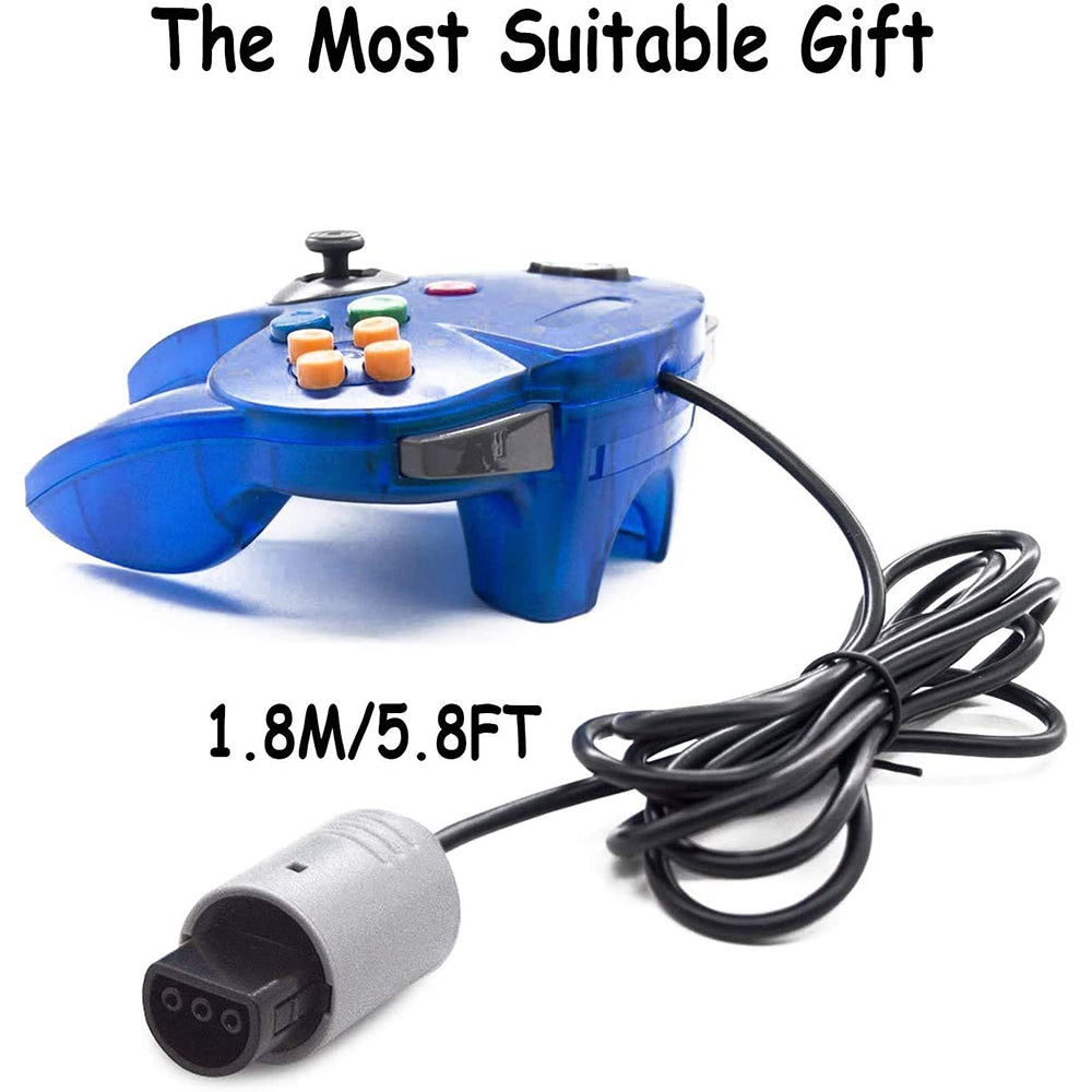 2 Pack N64 Wired Controller for Retro Nintendo 64 - Transparent Blue 5