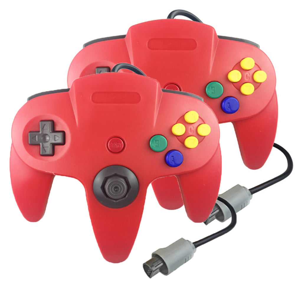Family 4 Pack 1.8m/6FT Nintendo Retro N64 Controllers, Red, Yellow, Black, White, Green 2