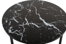 將圖片載入圖庫檢視器 Cross Legs Glass Coffee Table with Metal Base, Marble Black Color Top
