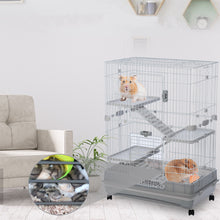 將圖片載入圖庫檢視器 32 Inch Small Animal Cage with 3 Open Top Design for Small animals, Bunny, Guinea Pig, Rabbit, Hamster, Newborn Kitten Grey
