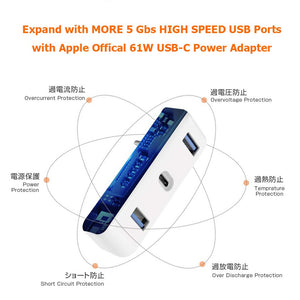 Power Adapter USB-C High-Speed-Charge-and-Sync Hub Works for 2016-2019 Release MacBook Pro 13-inch's 61W Charger 3