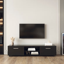 將圖片載入圖庫檢視器 Black TV Stand for 70 Inch TV Stands, Media Console Entertainment Center Television Table, 2 Storage Cabinet with Open Shelves for Living Room Bedroom

