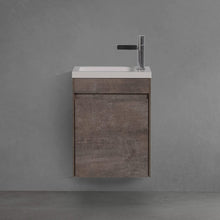 將圖片載入圖庫檢視器 16 Inch Bathroom Vanity with Sink Combo for Small Space, Modern Design Wall Mounted Vanity Set with Single Door &amp; Invisible Handle, Small Bathroom Sink Cabinet Set (Faucet not Included) (Stone Ash)
