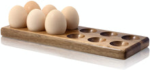 Load image into Gallery viewer, Acacia Wood Egg Tray Rustic Wooden Egg Holder Refrigerator, Countertop 2
