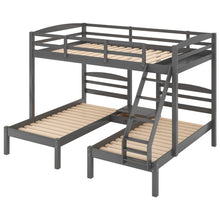 Load image into Gallery viewer, Angry Factory Wood Triple Bunk Bed for Kids Bedroom with Storage Drawers, Space Saving Design Full Over Twin &amp; Twin Bunk Bed for 3 Kids Bed Room, Multifunctional Bunk Bed Frame for Kids Teens Adults No Box Spring Needed Gray
