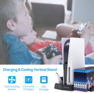 Bedroom Decor for PS5 Playstation 5 Console Cooling Stand Charging Station 13