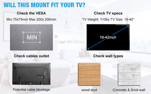 C-MOUNTS 19-43 Inch Flat Curved Screen Full Motion TV Monitor Wall Mount TV Bracket