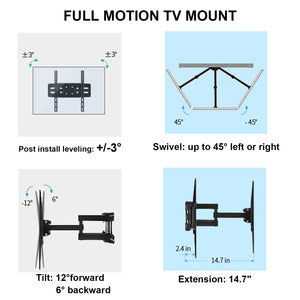 C-MOUNTS 37-75 Inch Flat Curved TV Full Motion TV Wall Mount Bracket