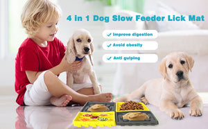 4 PCS Dog Bowl Slow Feeder with Suctions to The Wall or Floor for Dogs and Cats
