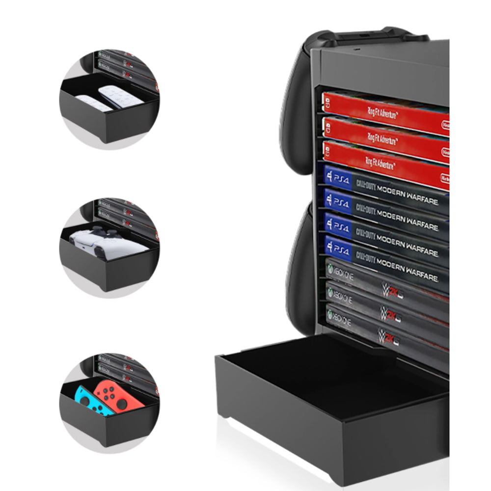 Game Room Decor Gaming Storage Tower Stand for Playstation PS5, Xbox X 1