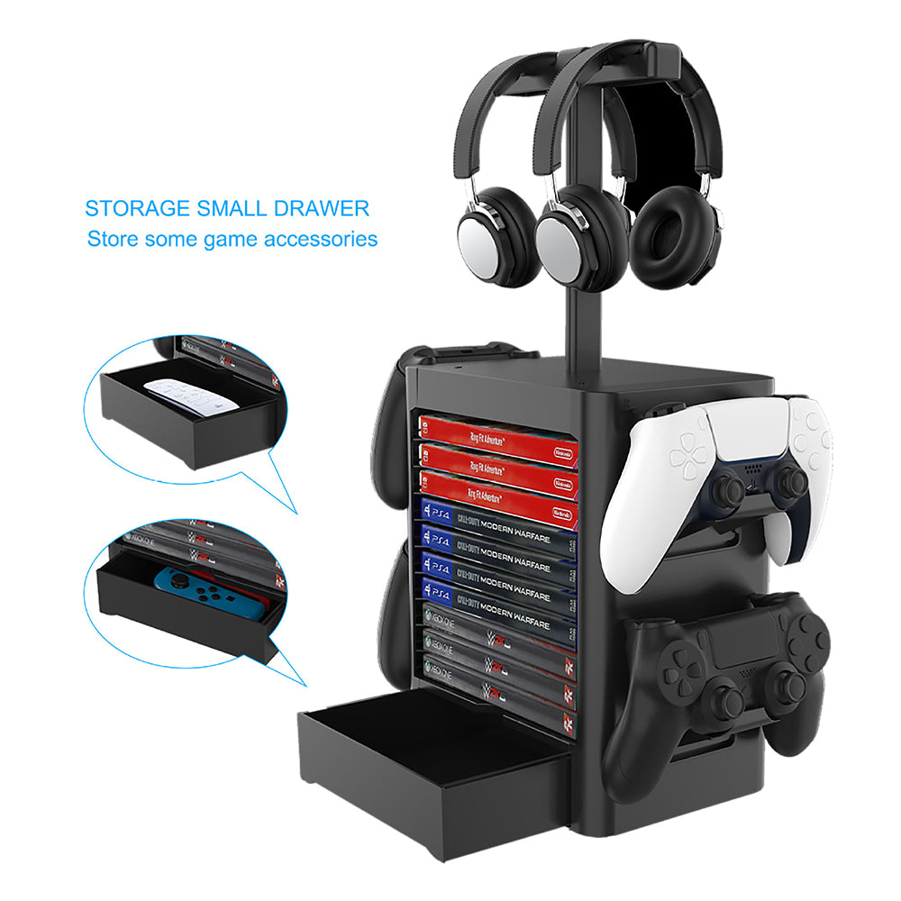 Game Room Decor Gaming Storage Tower Stand for Playstation PS5, Xbox X 4