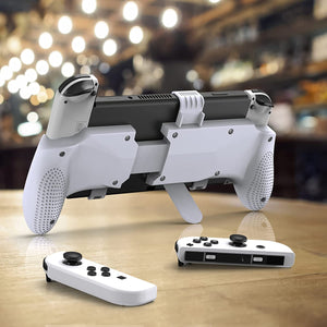 Handle Grip with Kickstand Back Cover for Nintendo Switch OLED 2021 Model, Switch or Switch Lite White 11