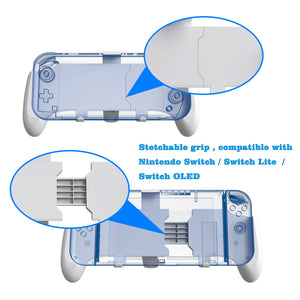 Handle Grip with Kickstand Back Cover for Nintendo Switch OLED 2021 Model, Switch or Switch Lite White 2