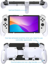 Load image into Gallery viewer, Handle Grip with Kickstand Back Cover for Nintendo Switch OLED 2021 Model, Switch or Switch Lite White 4
