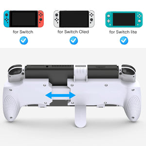 Handle Grip with Kickstand Back Cover for Nintendo Switch OLED 2021 Model, Switch or Switch Lite White 5