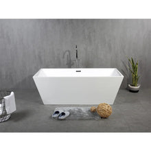 Load image into Gallery viewer, 59 Inch Harmony Acrylic Freestanding Bathtub Soaking Tub in White Splicing Color Freestanding Modern Design Bathtub - Free standing tub Dimension 59 W x 31.5 D x 22.8 H Inch
