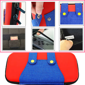 Mario Denim Pants Design Travel Pouch and Screen Protector for Nintendo Switch OLED