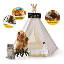 將圖片載入圖庫檢視器 Pet Teepee Tent for Small Dogs or Cats Portable Puppy Sweet Bed Washable Houses with Cushion 9
