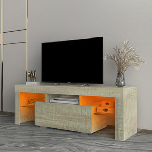 TV Stand with LED RGB Lights,Flat Screen TV Cabinet, Gaming Consoles - in Lounge Room, Living Room and Bedroom，ESPRESSO