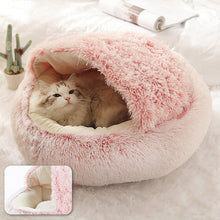 將圖片載入圖庫檢視器 Soft Plush Pet Bedding Winter Warm Sleeping Round Fluffy Calming Bed
