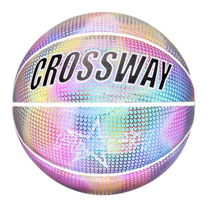 Holographic Reflective Basketball Indoor Outdoor Leather Basketball Official Size 7/29.5"