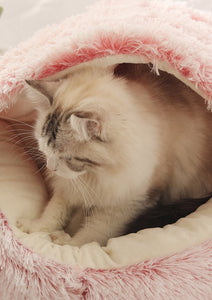 Soft Plush Pet Bedding Winter Warm Sleeping Round Fluffy Calming Bed